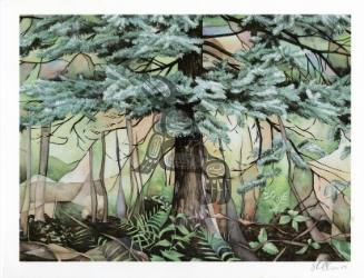 Forest scene watercolour painting
