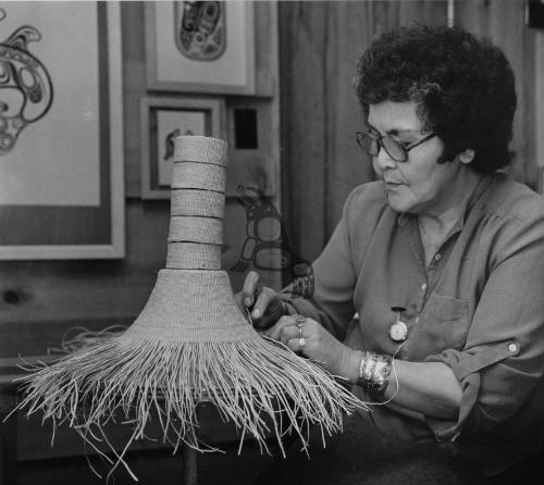 Weaving Spruce Root Hat