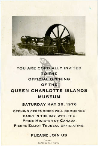 Poster: Official opening of the Queen Charlotte Islands Museum